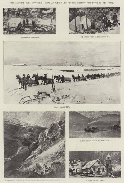 クロンダイクゴールドの発見、ジュノーの景色、ユーコンへのチルクートパスルート 作： Henry Charles Seppings Wright